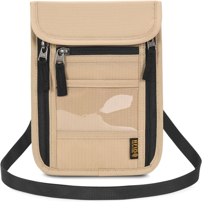 Arouselove Neck Wallet Lightweight RFID Blocking Waterproof Travel Pouch for Women Men - Image 1